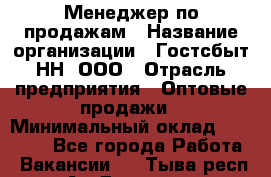 Менеджер по продажам › Название организации ­ Гостсбыт-НН, ООО › Отрасль предприятия ­ Оптовые продажи › Минимальный оклад ­ 50 000 - Все города Работа » Вакансии   . Тыва респ.,Ак-Довурак г.